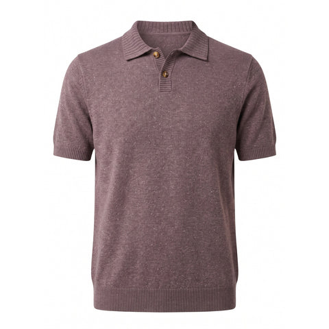 Heather Knit Polo — Mauve
