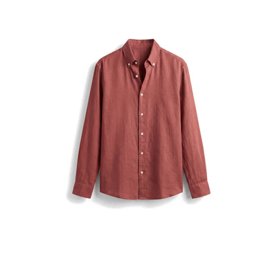 Linen Shirt — Brick Red