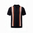 Belugga Retro Stripe Knit Polo — Black