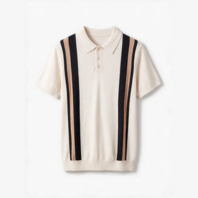 Belugga Retro Stripe Knit Polo — Cream