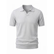 Belugga Open-Collar Knit Polo — Pale Grey