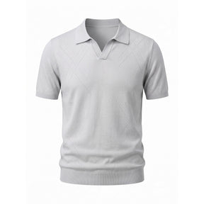 Belugga Open-Collar Knit Polo — Pale Grey