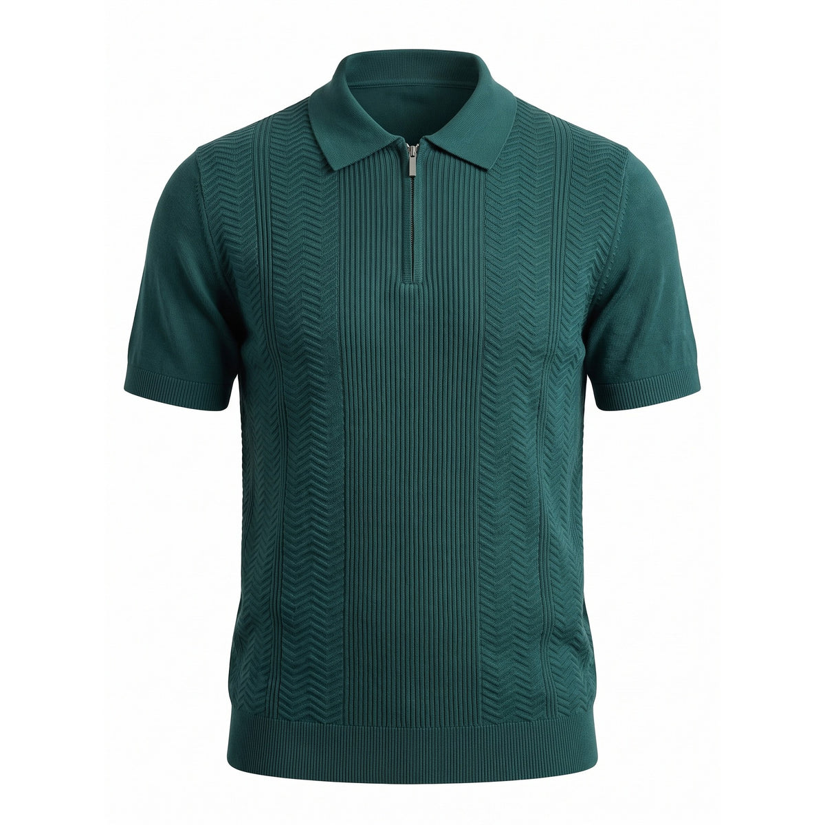 Belugga Chevron Quarter-Zip Knit Polo — Green