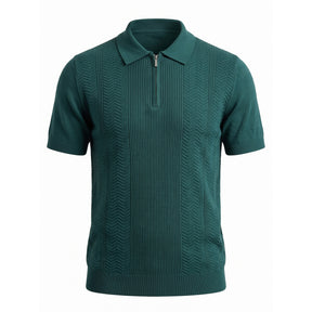 Belugga Chevron Quarter-Zip Knit Polo — Green