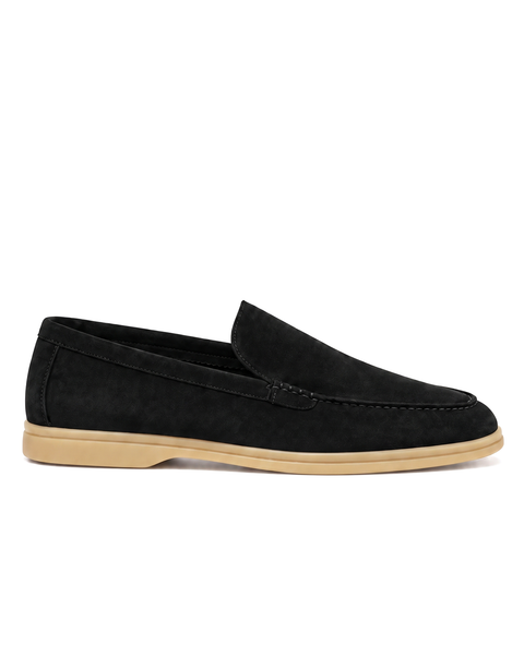 Terra Loafer — Black Suede, Beige Sole