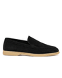 Belugga Terra Loafer in black suede with beige sole, side view