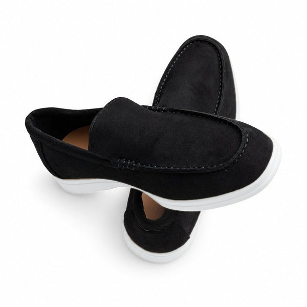 Terra Loafer — Black Suede, White Sole