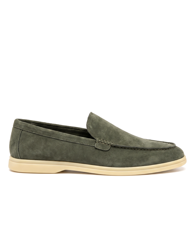 Terra Loafer — Olive Suede, Beige Sole