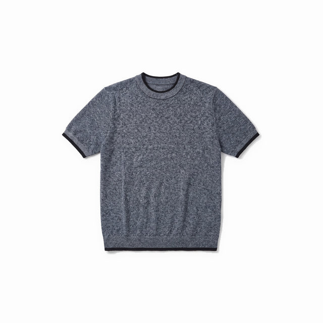 Belugga Tipped Knit Tee — Navy Marl