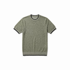 Belugga Tipped Knit Tee — Olive Marl
