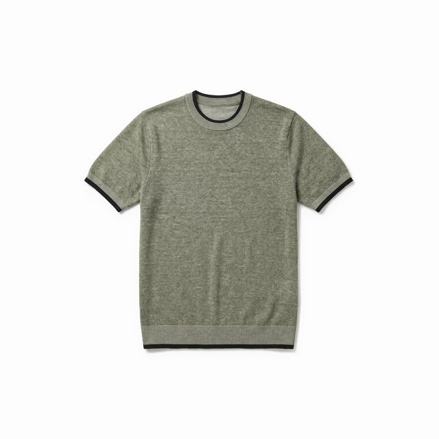 Belugga Tipped Knit Tee — Olive Marl