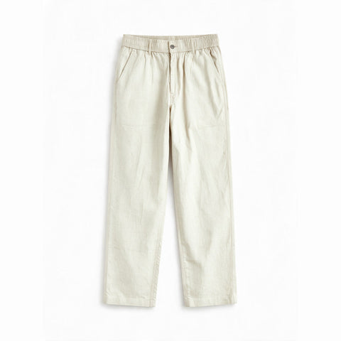 Linen Trouser, Button Waist — Cream