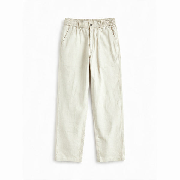 Belugga Linen Trouser, Button Waist — Cream