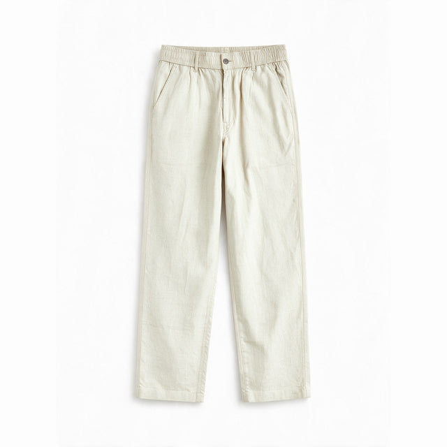 Belugga Linen Trouser, Button Waist — Cream