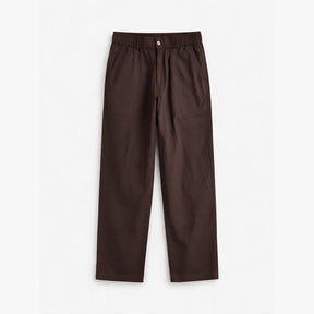 Belugga Linen Trouser, Button Waist — Dark Brown