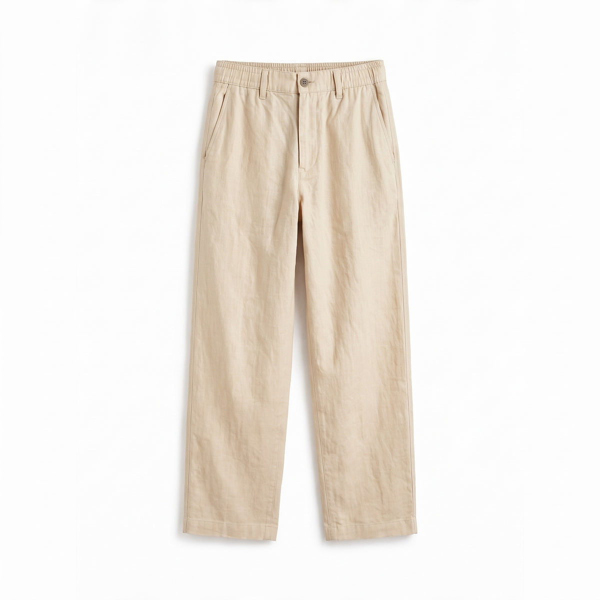 Belugga Linen Trouser, Button Waist — Dark Cream
