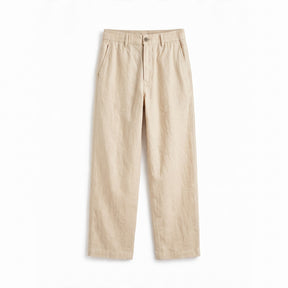 Belugga Linen Trouser, Button Waist — Dark Cream
