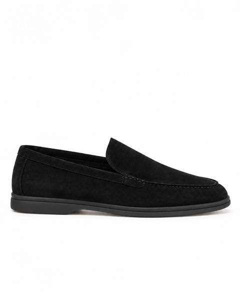 Terra Loafer — Black Suede, Black Sole