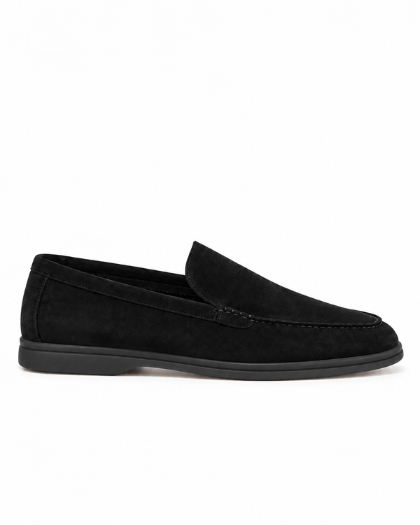 Terra Loafer — Black Suede, Black Sole