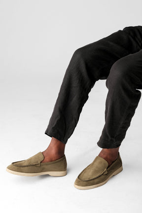 Terra Loafer — Olive Suede, White Sole