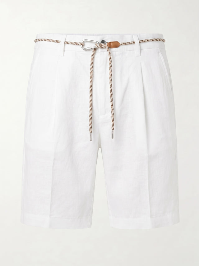 Linen Drawstring Shorts — White