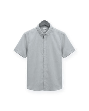Short Sleeve Linen Shirt — Light Grey