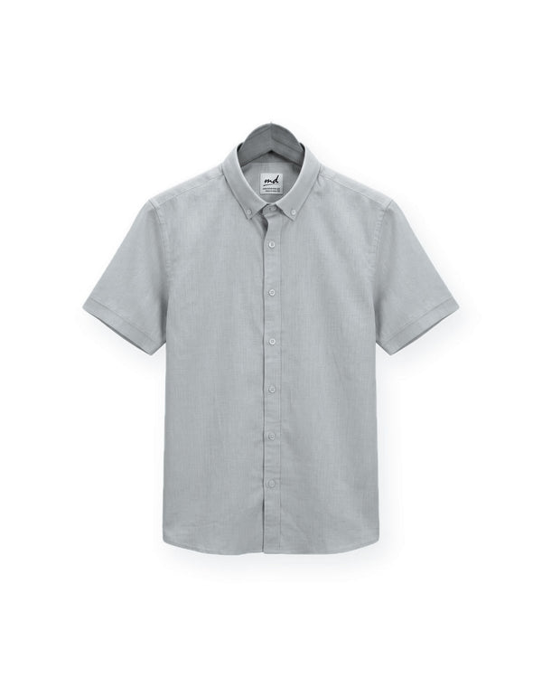 Short Sleeve Linen Shirt — Light Grey