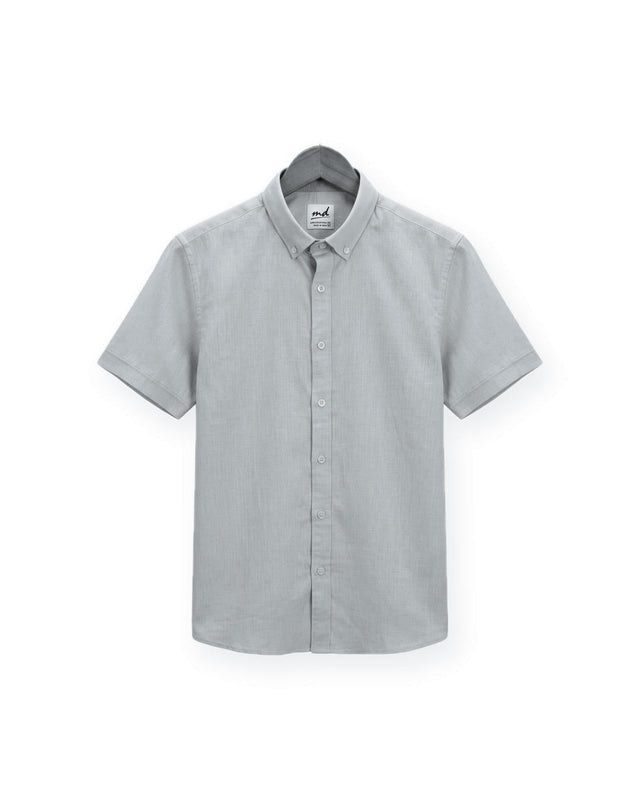Short Sleeve Linen Shirt — Light Grey