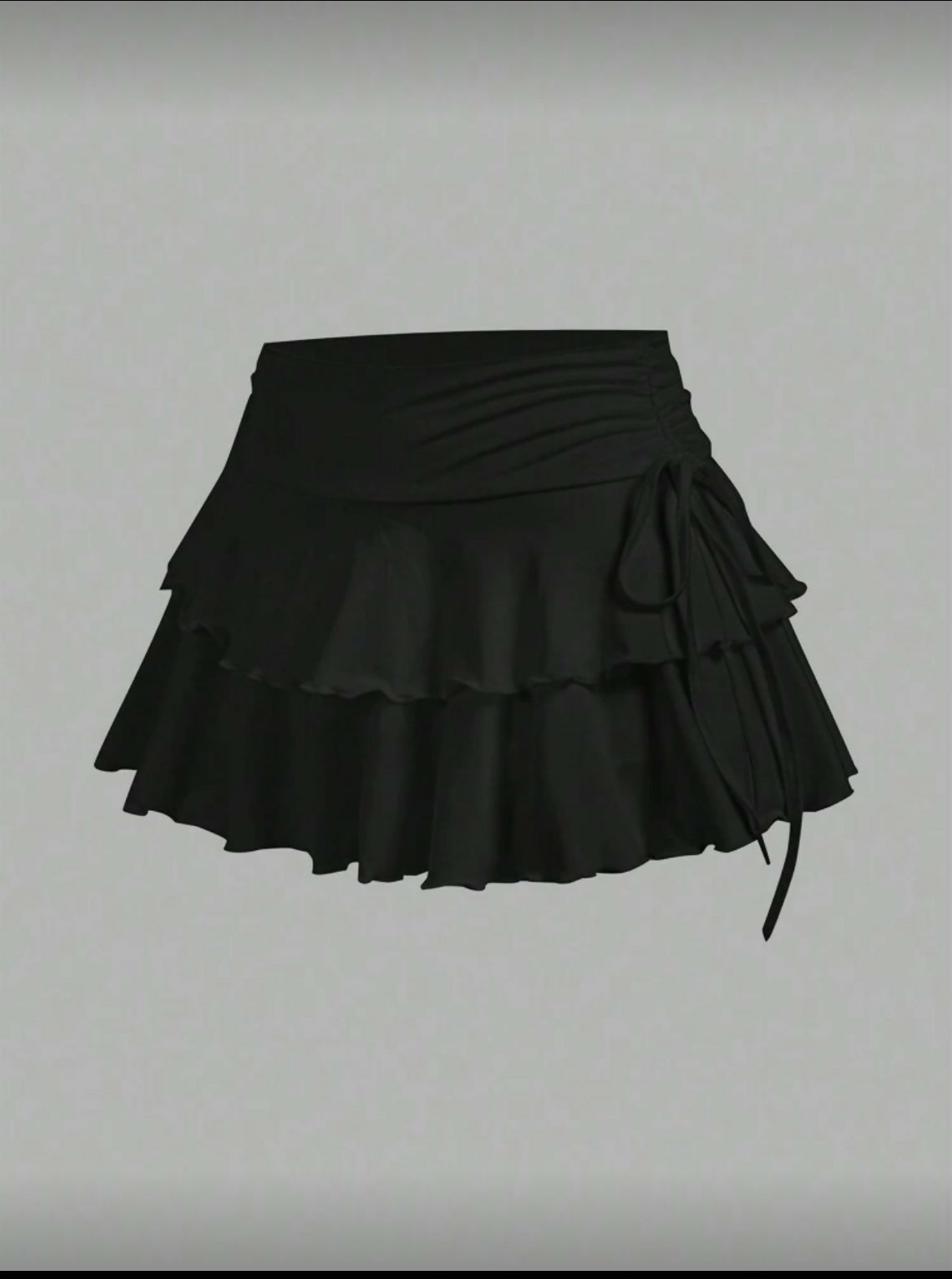 Tie waist layered mini skirt
