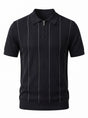 Pinstripe Zip Knit Polo — Black