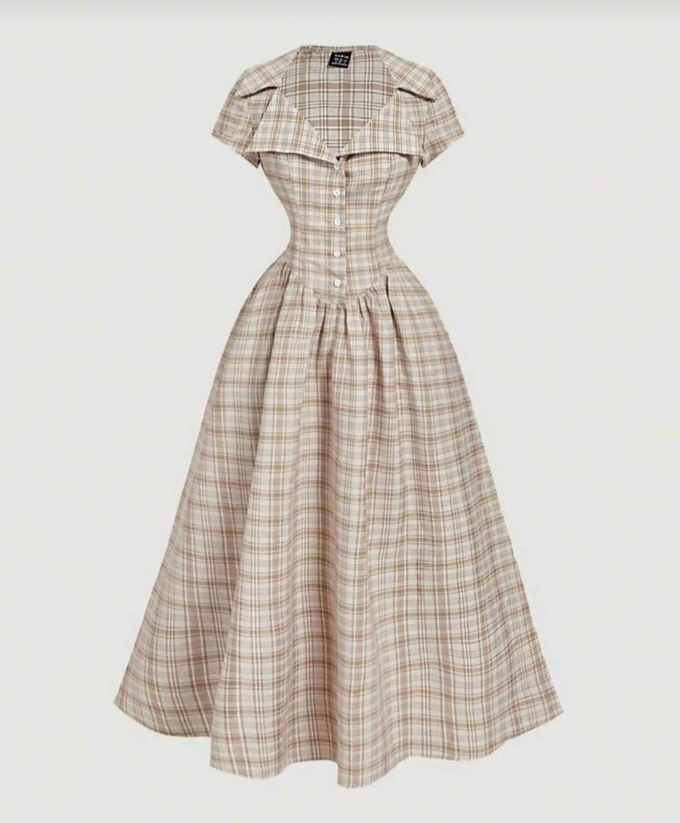 Collard plaid parttern dress
