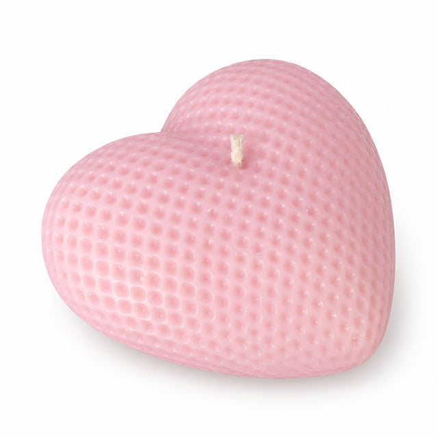 Heart Candles – pink heart-shaped candle with waffle texture