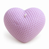 Heart Candles – lavender heart-shaped candle with waffle texture