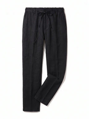 Heritage Linen Trouser — Black, styled flat
