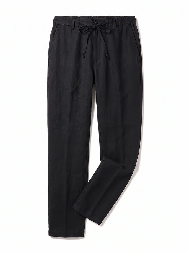 Heritage Linen Trouser — Black, styled flat