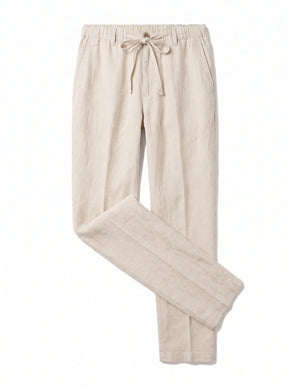 Heritage Linen Trouser — Cream, styled flat