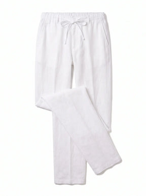 Heritage Linen Trouser — White, styled flat