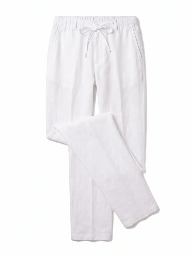 Heritage Linen Trouser — White, styled flat
