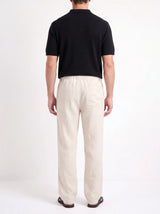 Heritage Linen Trouser — Cream — worn by the model, back (relaxed fit)