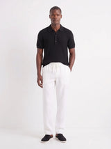 Heritage Linen Trouser — White — worn by the model, front (relaxed fit)