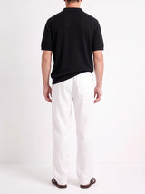Heritage Linen Trouser — White — worn by the model, back (relaxed fit)