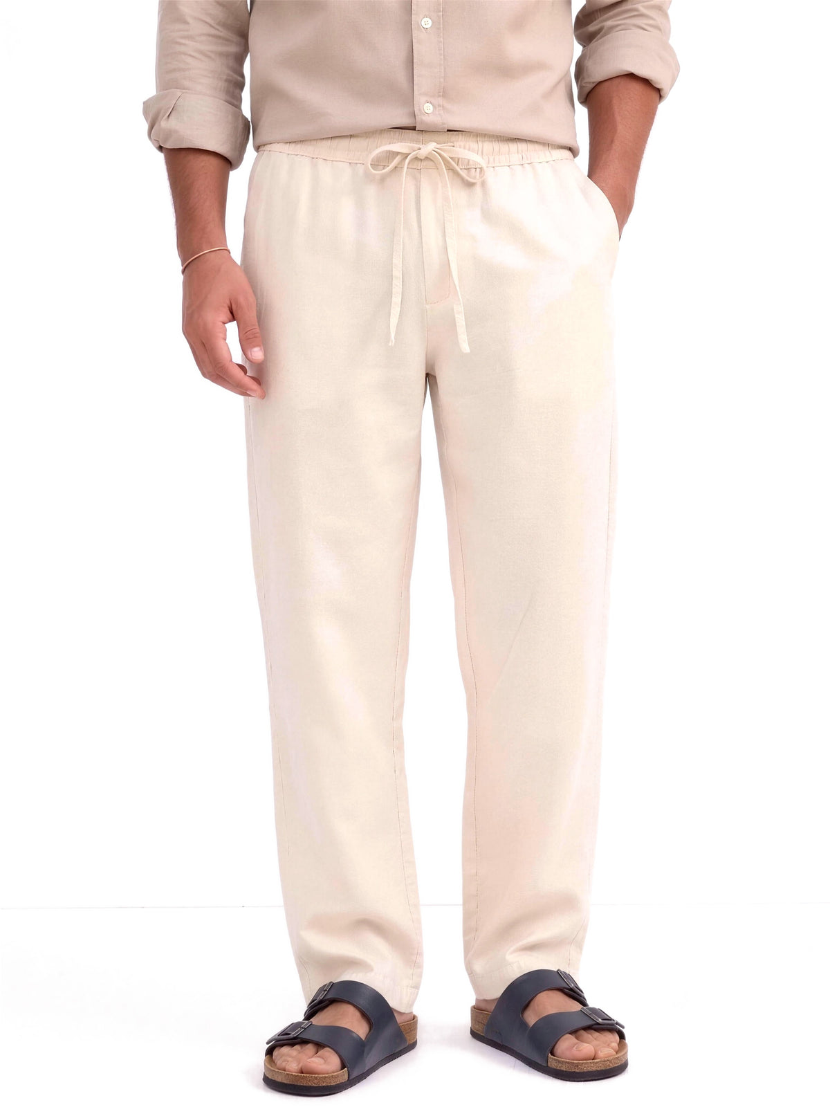 Heritage Linen Trouser — Cream, relaxed fit