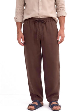 Heritage Linen Trouser — Dark Brown, relaxed fit
