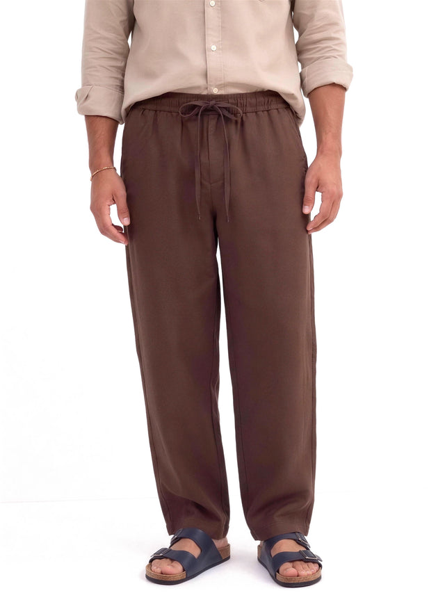 Heritage Linen Trouser — Dark Brown