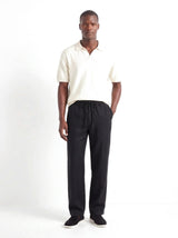 Heritage Linen Trouser — Black — worn by the model, front (relaxed fit)