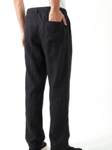 Heritage Linen Trouser — Black — back pocket detail