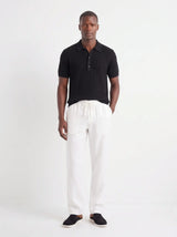 Heritage Linen Trouser — White — worn by the model, front (relaxed fit)