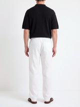 Heritage Linen Trouser — White — worn by the model, back (relaxed fit)