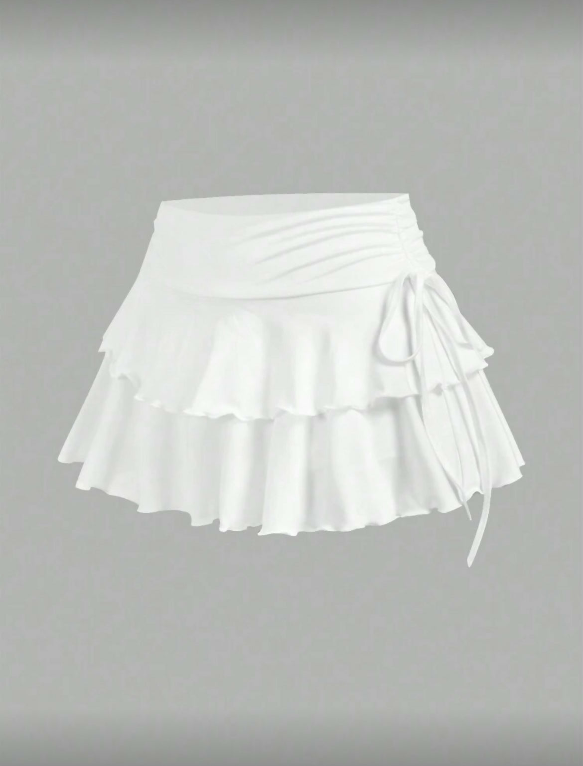 Tie waist layered mini skirt