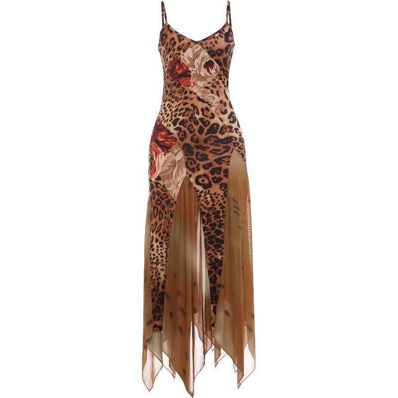 Yellow Leopard Print Cami Maxi Dress